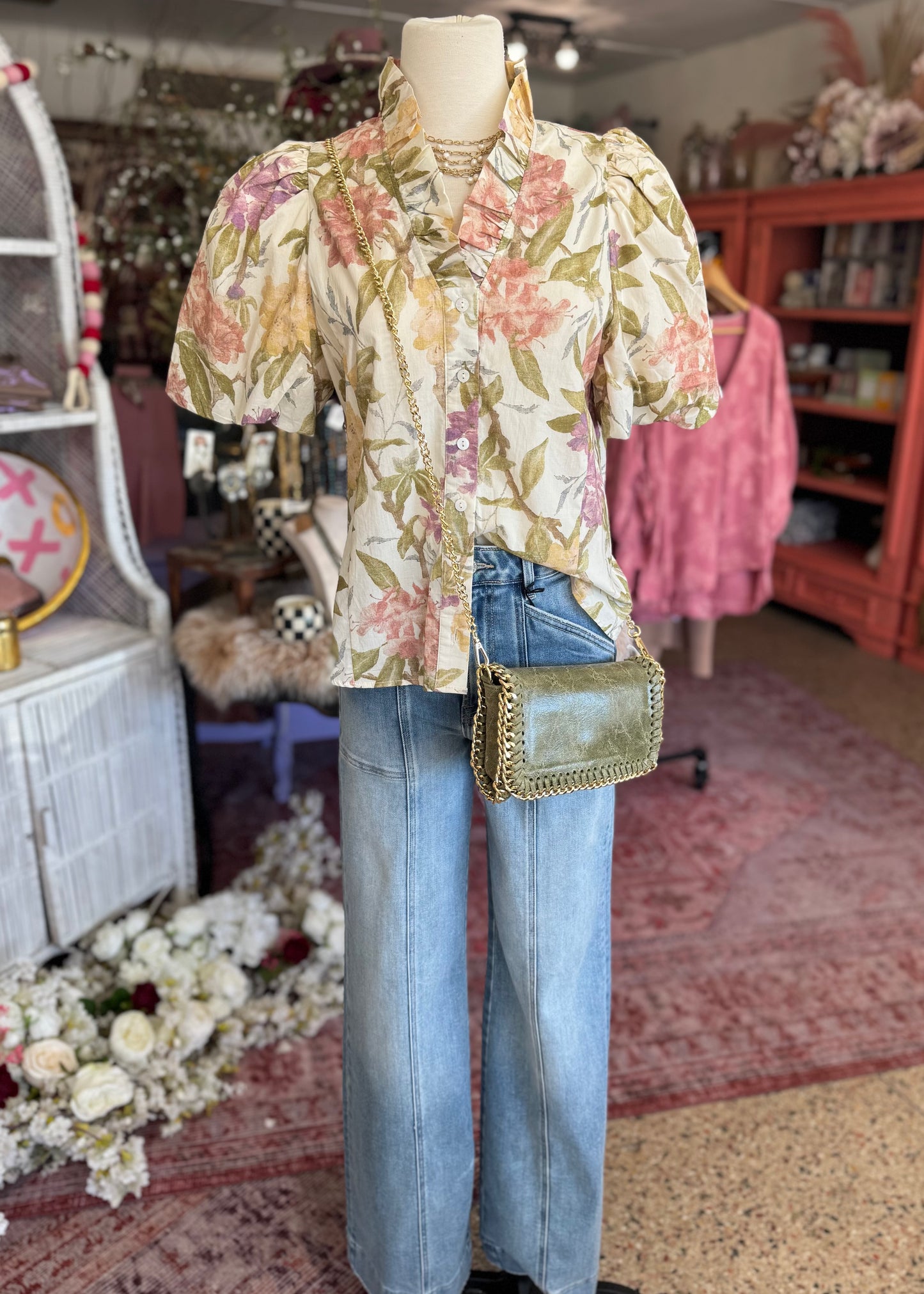 Ruffle Collar Button Down