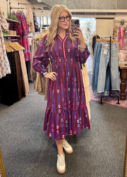 Striped Detail Midi Dress