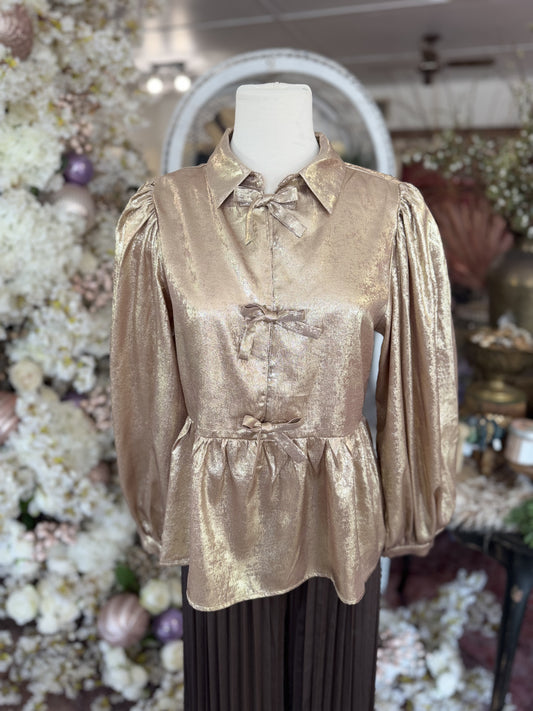 Metallic Bow Detail Blouse