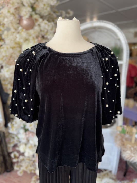 Velvet Pearl Sleeve Top