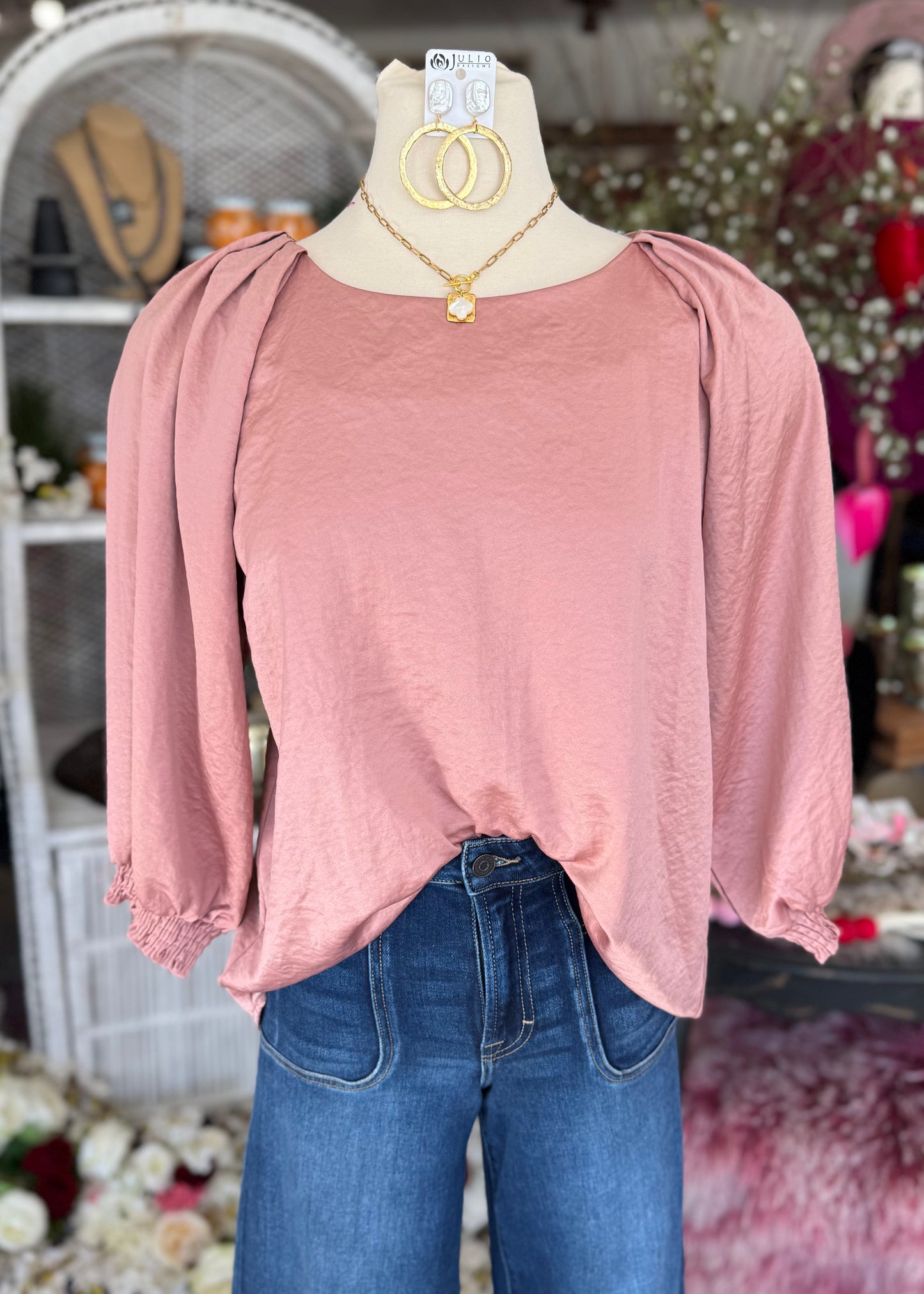 Mauve Round Neck Blouse