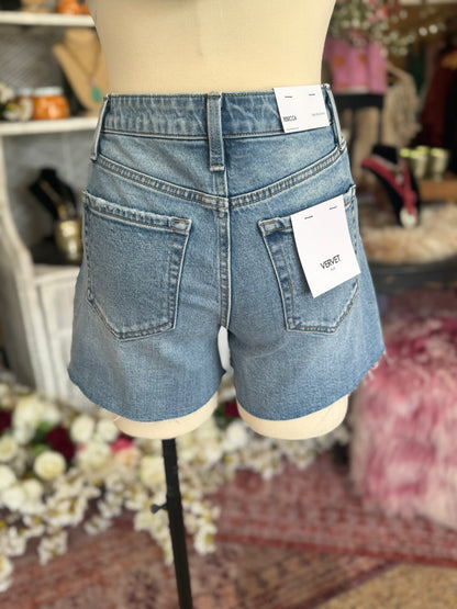 Vervet High Rise Raw Hem Shorts