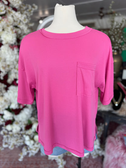 Ribbed Boyfriend Tee, Pink
