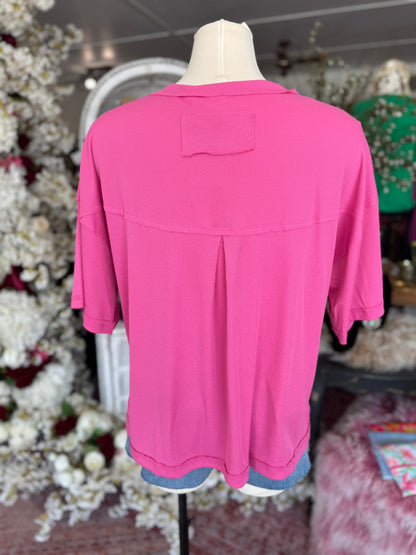 Ribbed Boyfriend Tee, Pink