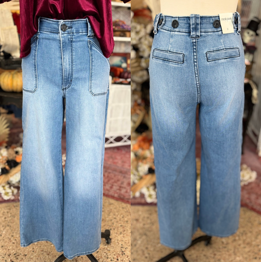 High Rise Ultra Stretch Wide Leg Jeans