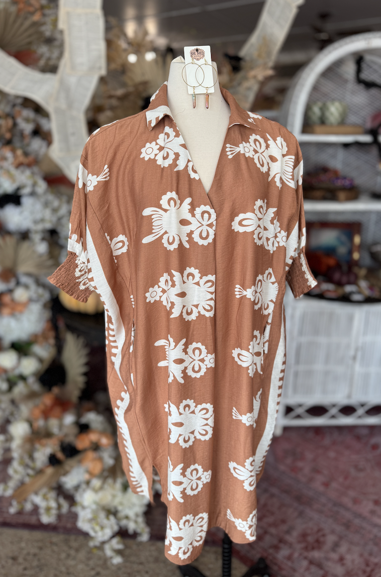 Terracotta Patterned Dress