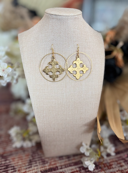 Maltese Cross Hoop Earrings