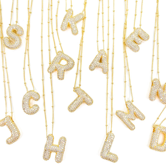 Bubble Letter Initial Necklace